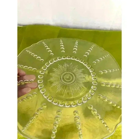 VTG Clear Pressed Glass Dots Bubbles 11" Rounded Square Dinner Plate - Picture 9 of 9
